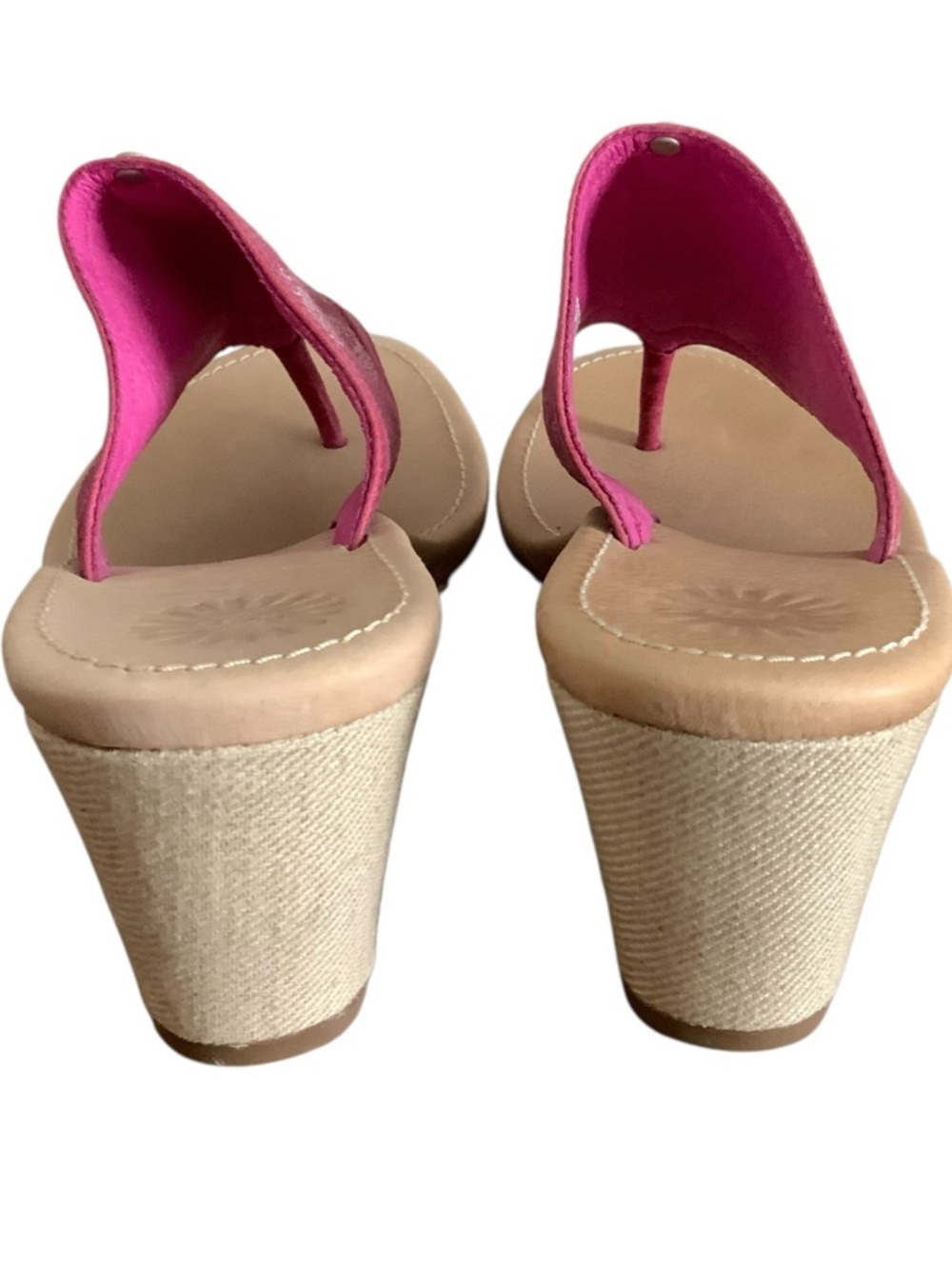 New UGGS Solena Wedge Denim Sandals  Pink Sz Us 8 - Picture 2 of 5